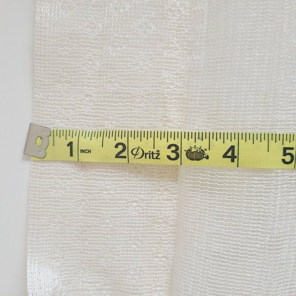 Window Panel w/ Attached Valance Ivory Floral Lace Set of 3 Panels Polyester - Picture 8 of 12